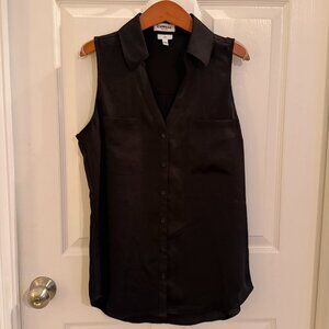 Express Black Slim Fit Sleeveless V Neck Portofino Shirt Top Size Medium